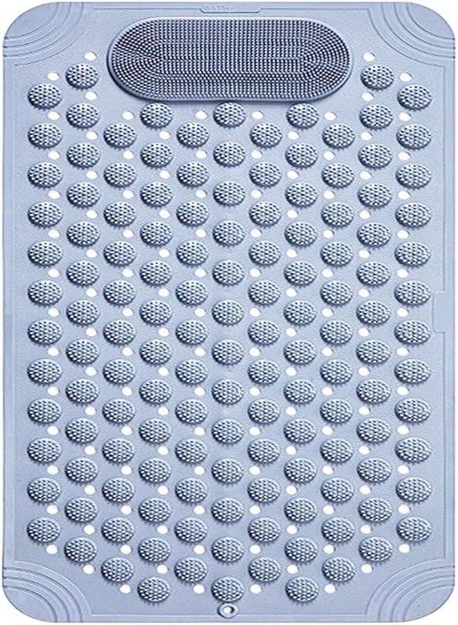 GAMAHA Anti Slip Bathroom Mat Bathtub Bath Shower Mat with Suction Cups & Drain Holes Door mat Foot Massage Scrubber for Kids & Adults Bath Mat 70x35cm (Grey 1) - Image 1