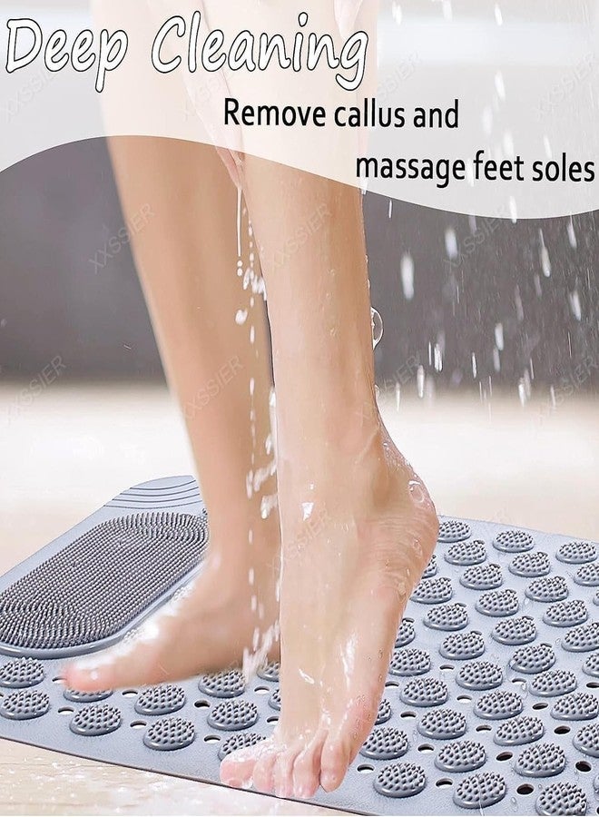 GAMAHA Anti Slip Bathroom Mat Bathtub Bath Shower Mat with Suction Cups & Drain Holes Door mat Foot Massage Scrubber for Kids & Adults Bath Mat 70x35cm (Grey 1) - Image 2
