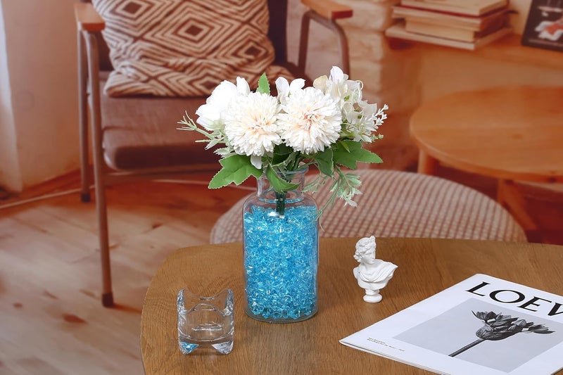 LAIDANLA 500PCS Fake Ice Cubes, Aqua Blue Acrylic Gems Vase Fillers Plastic Diamonds Fake Crushed Rocks for Centerpiece DIY Makeup Brush Party Table Scatter Prop Wedding Decoration Accessories - Image 4