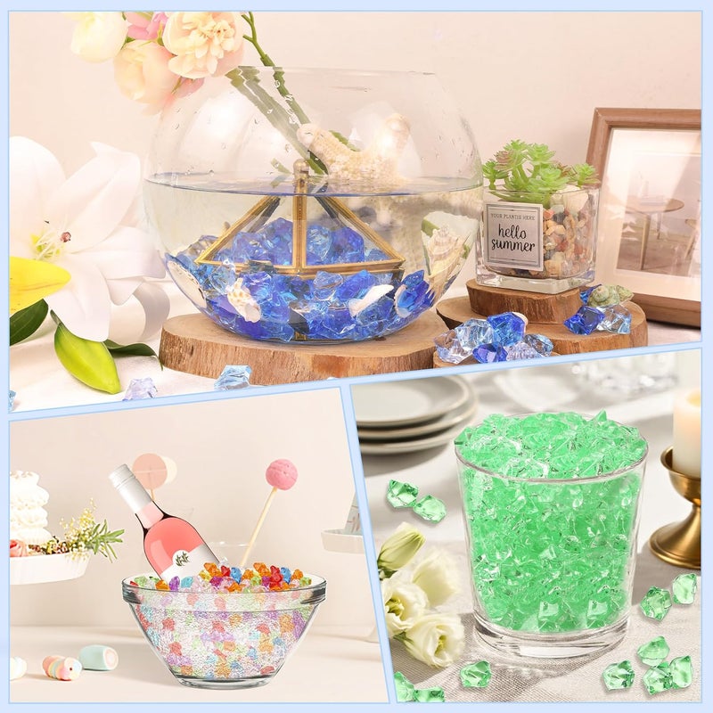 LAIDANLA 500PCS Fake Ice Cubes, Aqua Blue Acrylic Gems Vase Fillers Plastic Diamonds Fake Crushed Rocks for Centerpiece DIY Makeup Brush Party Table Scatter Prop Wedding Decoration Accessories - Image 5