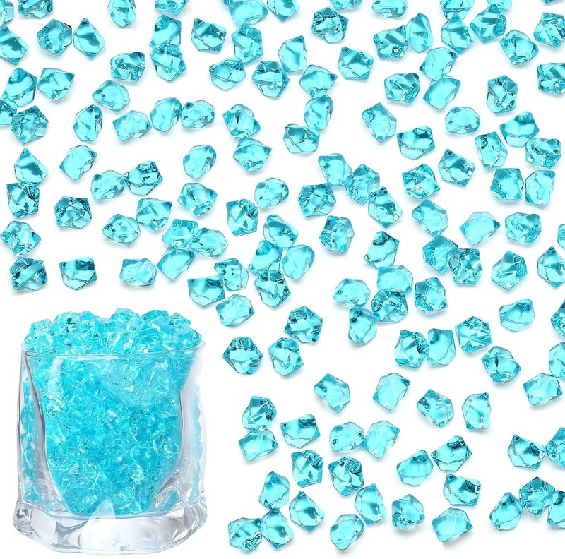LAIDANLA 500PCS Fake Ice Cubes, Aqua Blue Acrylic Gems Vase Fillers Plastic Diamonds Fake Crushed Rocks for Centerpiece DIY Makeup Brush Party Table Scatter Prop Wedding Decoration Accessories - Image 1