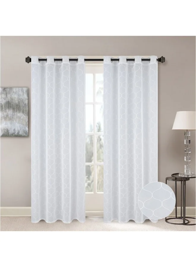 DANUBE HOME Meadow Set Of 2 Sheer Curtains Light And Airy Window Drapes for Living Room, Bedroom, Dining Room Elegant, Soft, And Stylish Curtains for Home Decor 140X300Cm White