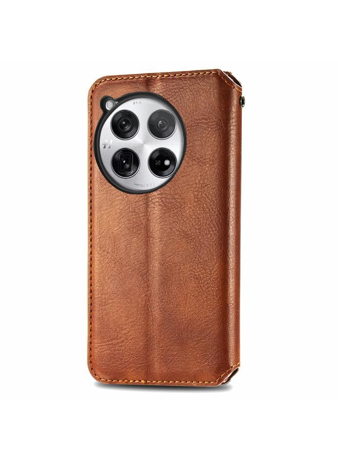 اس-توب جراب هاتف OnePlus 12 من الجلد المغناطيسي المضغوط بشبكة مكعبة - Image 3