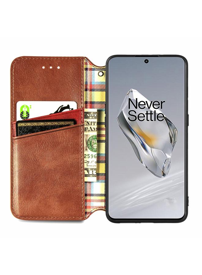 اس-توب جراب هاتف OnePlus 12 من الجلد المغناطيسي المضغوط بشبكة مكعبة - Image 4