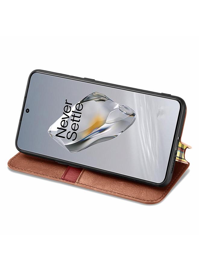 اس-توب جراب هاتف OnePlus 12 من الجلد المغناطيسي المضغوط بشبكة مكعبة - Image 5