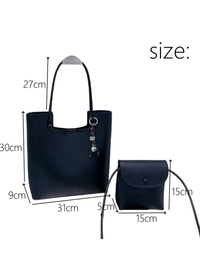 2in1 Women Tote Handbag, Ladies Fashion Shoulder Bag with Large Capacity, Soft Vegan Leather Shoulder Bag Crossbody Bag Handbag and Mini Clutch Purse with Adjustable Strap for Girls (296# Brown)  - Image 3