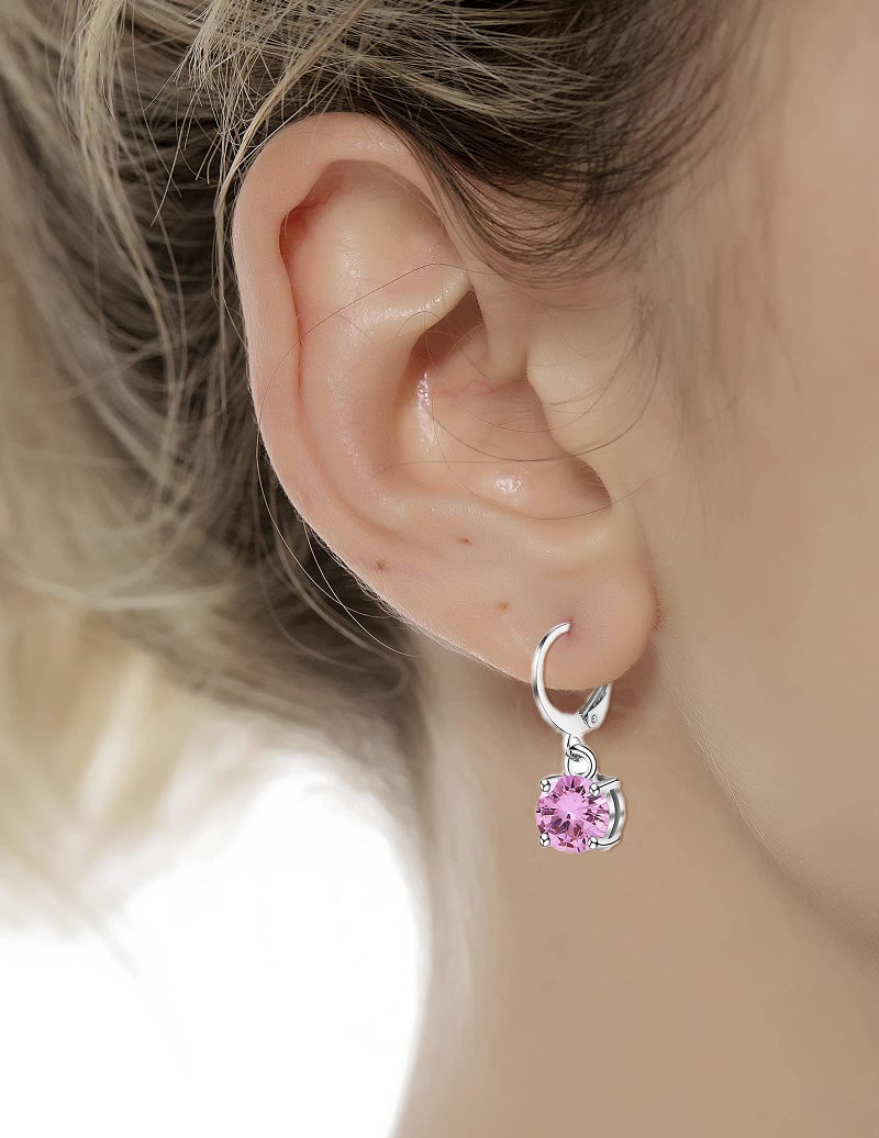 Tornito 6 Pairs Leverback Drop Dangle Earrings Set Multicolor Round CZ Hoop Earrings for Women - Image 3