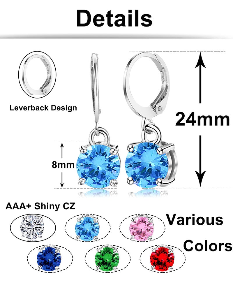 Tornito 6 Pairs Leverback Drop Dangle Earrings Set Multicolor Round CZ Hoop Earrings for Women - Image 2