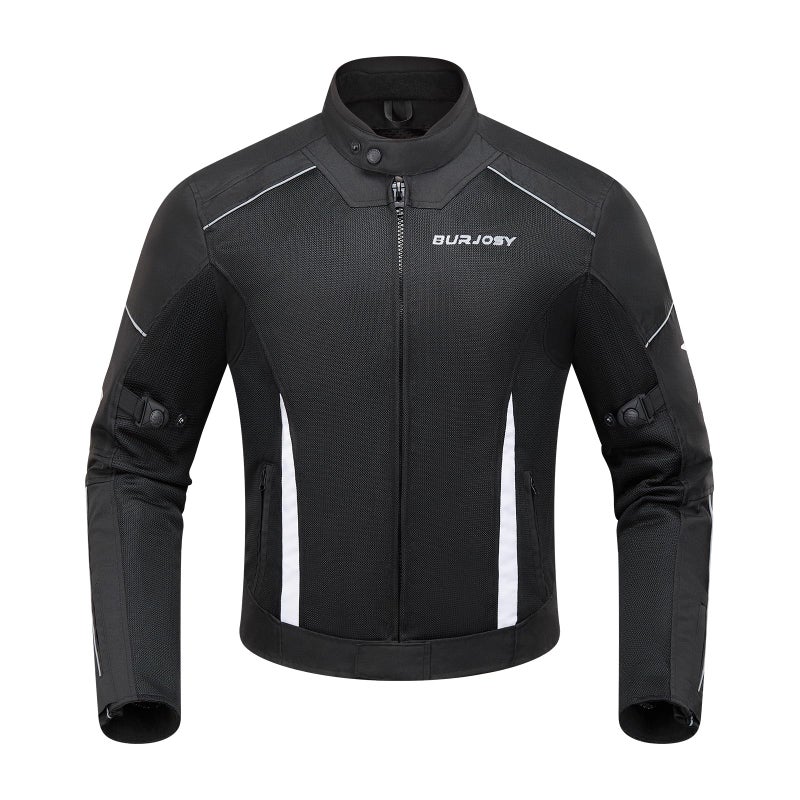 Burjosy Mesh Motorcycle Jacket for Men Summer Motorbike Biker Jacket Reflective Lightweight Breathable Riding Jacket Protective Gear Armored - Image 2