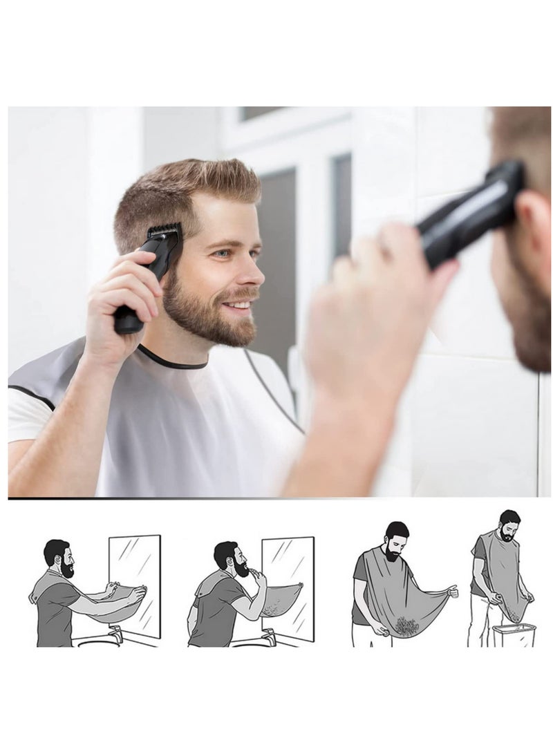 قطعة واحدة مئزر حلاقة لحية للرجال، مريول عناية وتنظيف الشعر، مريول حلاقة للكبار، حامل ماكينة الحلاقة، منظف الحمام، هدية للرجال، مقاوم للماء، متين، بحزام رقبة قابل للتعديل، مناسب لاستخدام صالون الحلاقة والمنزل، مقاس 110 × 70 سم - Image 3