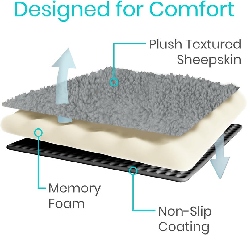 Vive Mobility Knee Scooter Pad Cover - Soft Plush Adult Sheepskin Memory Foam Cushion, Walker Accessory for Knee Roller, Padded Accessories Leg Cart Improves Comfort with Injury, Universal Fit (Gray) - Image 3