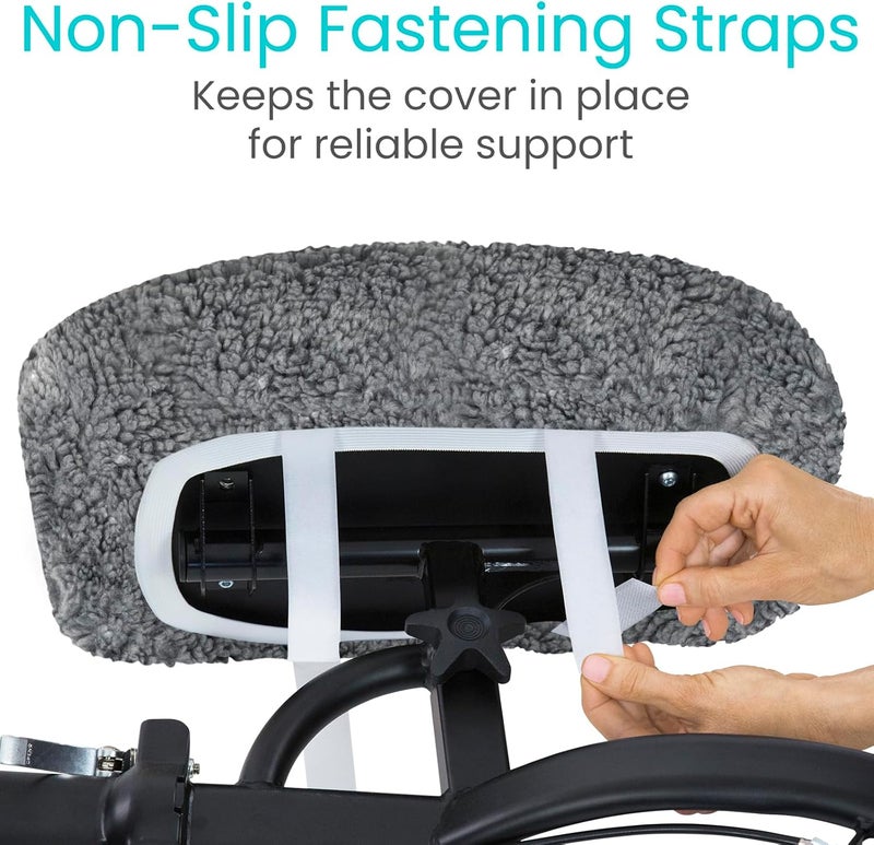 Vive Mobility Knee Scooter Pad Cover - Soft Plush Adult Sheepskin Memory Foam Cushion, Walker Accessory for Knee Roller, Padded Accessories Leg Cart Improves Comfort with Injury, Universal Fit (Gray) - Image 4