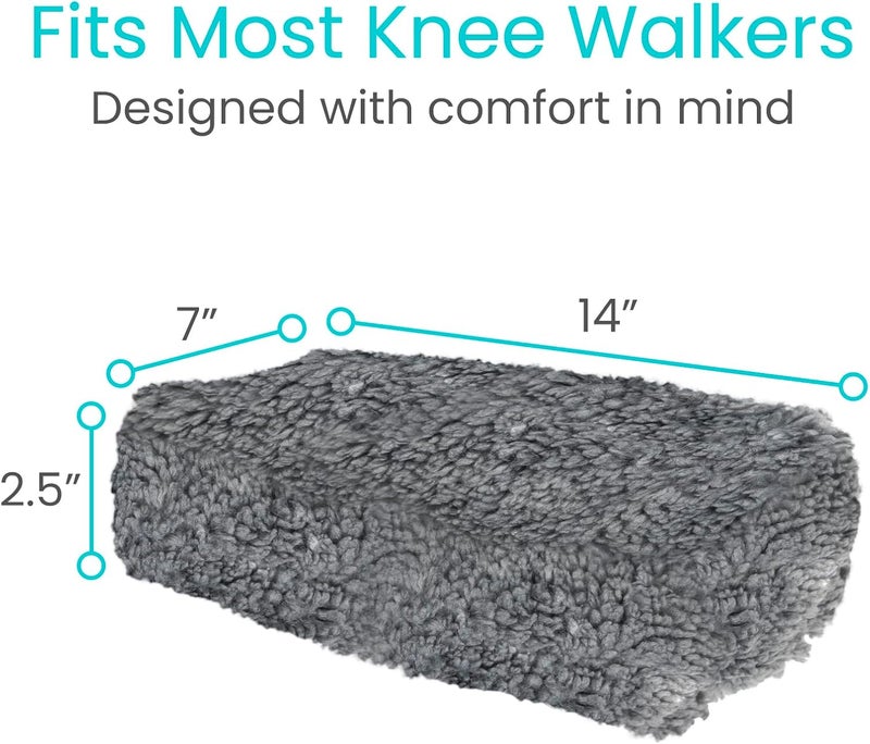 Vive Mobility Knee Scooter Pad Cover - Soft Plush Adult Sheepskin Memory Foam Cushion, Walker Accessory for Knee Roller, Padded Accessories Leg Cart Improves Comfort with Injury, Universal Fit (Gray) - Image 5