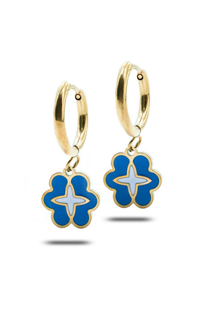 سي-بو أقراط موضة بشكل قطرة زهر أزرق رائع - Image 2