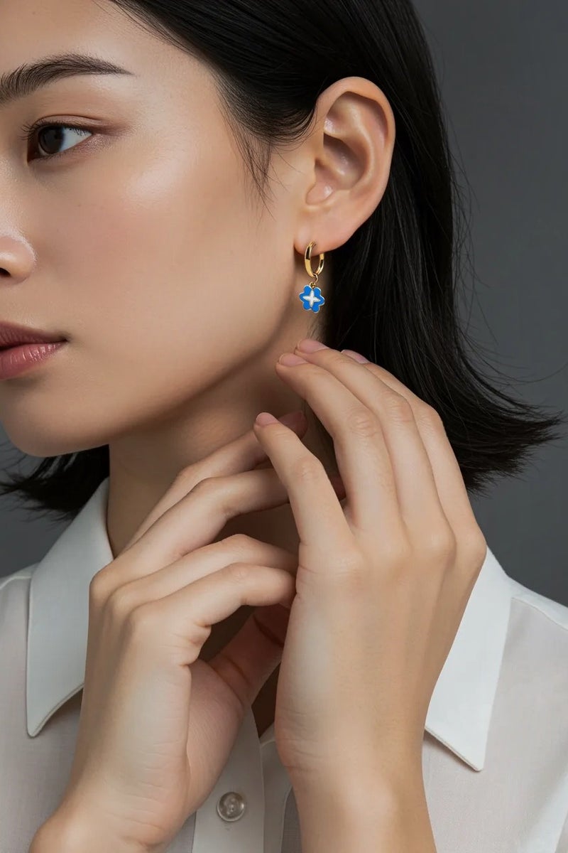 سي-بو أقراط موضة بشكل قطرة زهر أزرق رائع - Image 1