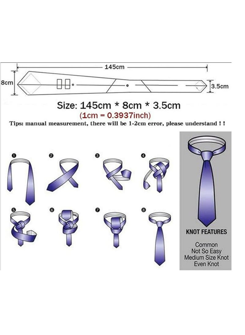Ties for Men, Black Mens Ties Pocket Square Cufflink Tie Clip Set in Gift Box  - Image 5