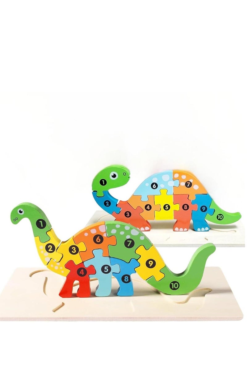 2 Pack Wooden Puzzles for Kids 3-5 Years Old, 2 Dinosaur Puzzles, Ideal Gift for Toddlers - Image 1