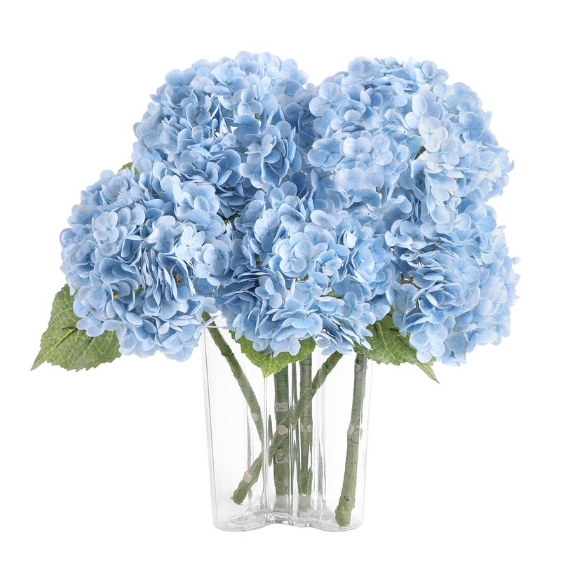 Coferset 4pcs Baby Blue Lifelike Hydrangea Artificial Flowers 22inch Real Touch Faux Hydrangea Flower Stem for Home Party Wedding Floral Filler Arrangements Ceterpieces Bouquets - Image 2