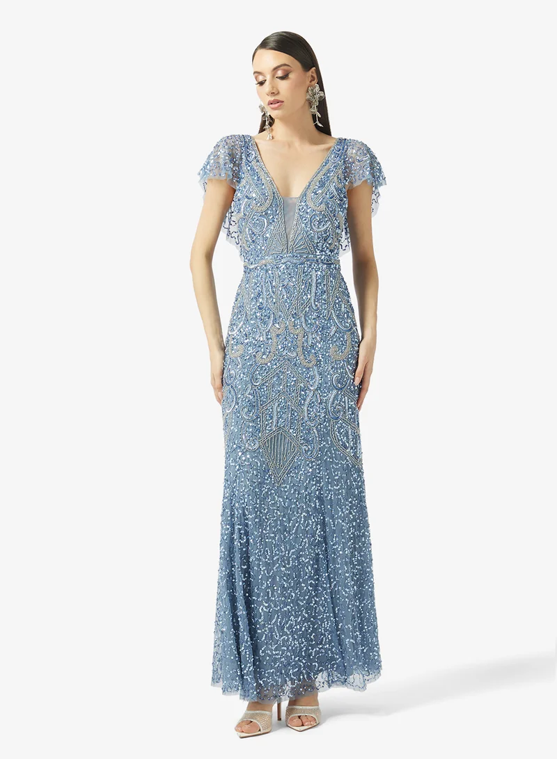 Embellished V-Neck Maxi Dress