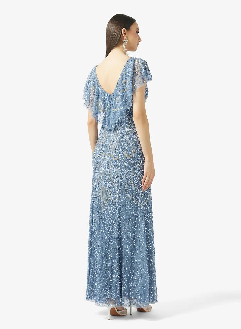 BEAUUT Embellished V-Neck Maxi Dress