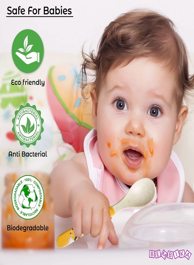 Bembika Baby Self Feeding Essential Baby Dinnerware Bamboo Fibre Dinner Set for Kids Bamboo Utensils for Kids and Toddlers � (Pack of 5)(Yellow) - Image 3