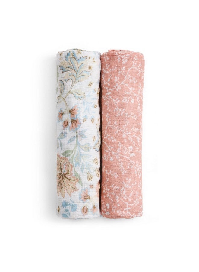 aden + anais Essentials Silky Soft Bamboo Muslin Swaddle, Breathable Baby Blanket, Ideal for Boys, Girls, Newborns, Babies & Infants, Receiving Blanket, Lightweight Wrap, 2 Pack, Victorian Flowers - Image 1