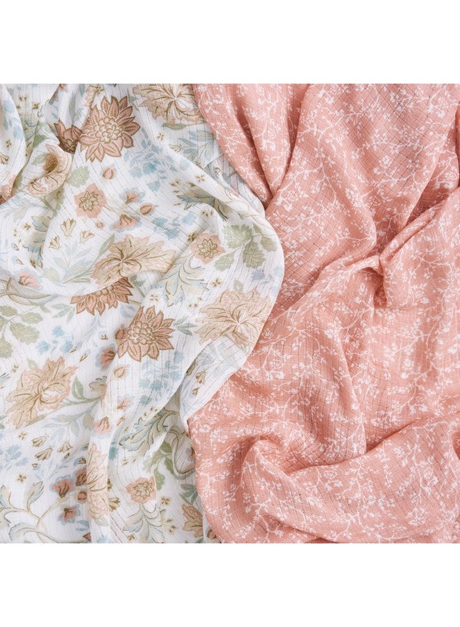 aden + anais Essentials Silky Soft Bamboo Muslin Swaddle, Breathable Baby Blanket, Ideal for Boys, Girls, Newborns, Babies & Infants, Receiving Blanket, Lightweight Wrap, 2 Pack, Victorian Flowers - Image 4