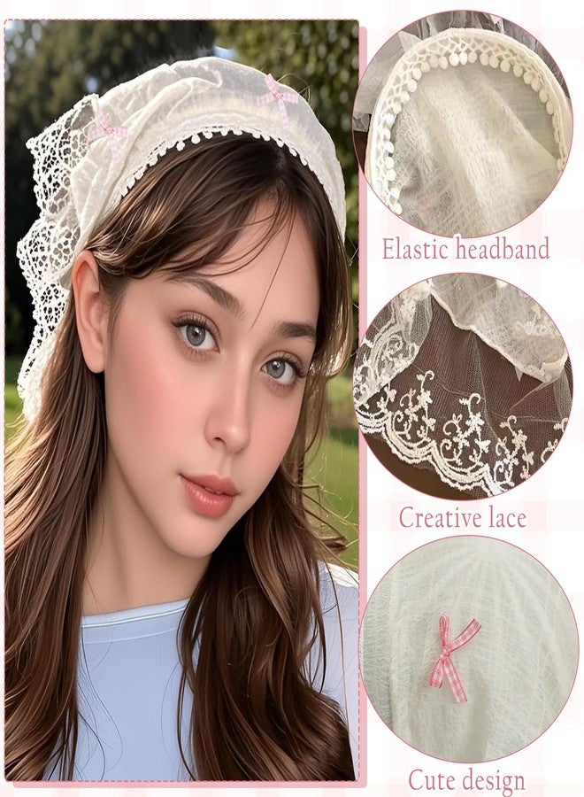 TecoKart® 2Pcs Headband for Women, Triangle Hair Scarf, Lace Bandana Headwrap Hairbands Stylish Covering Chic Boho Accessory Soft Breathable Outdoor Travel Picnic Fashion Festival Use - Image 3