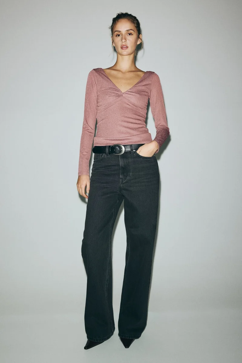 H&M Glittery twist-detail top