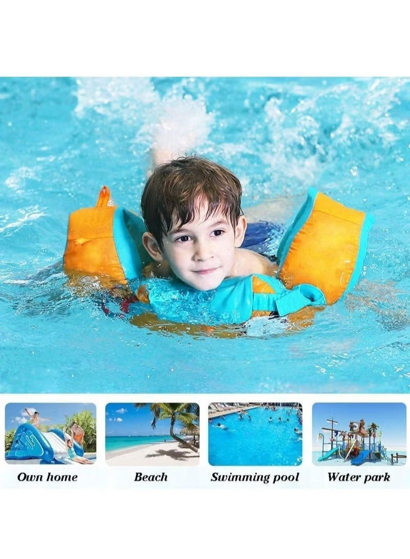 1 Pack Adjustable Arm Bands Kids Swim Vest, Toddler Swimming Float Vest, Baby Buoyancy Safety Swim Aid, Kids Learn to Swim Training Jacket for 30-55 lbs Kids Infant Child 2-6 Years - Image 2
