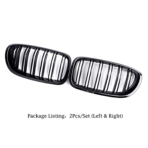 Qitian F10 Grilles, Qitian ABS Replacement Front Kidney Grills for 5 Series F10 F11 Glossy Black - Image 2