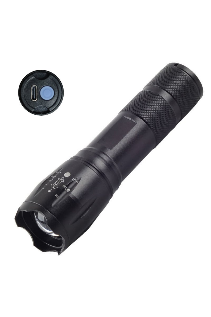 loyal Rechargeable Mini Flashlight - Lithium Battery, 3-Mode LED, Aluminum Alloy, Zoomable, Type-C Charging Port - Image 1
