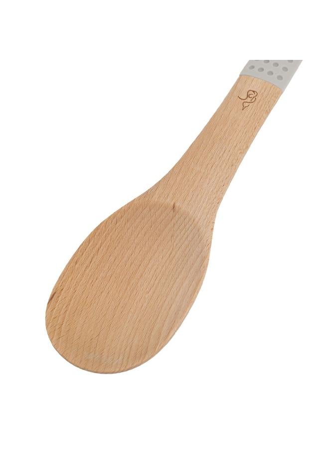 Alsaif Wooden Serving Spoon With Silicone Handle Wooden - Image 3