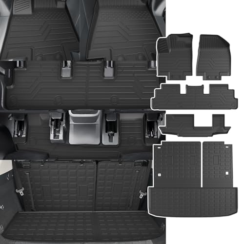 powoq Floor Mat Compatible with 22-2025 Nissan Pathfinder Cargo Mat TrunkCargo Liner TPE Backrest Liner Replacement for 2022-2025 Nissan Pathfinder Accessories (Trunk Mat with Backrest Mat+Floor Mat) - Image 1