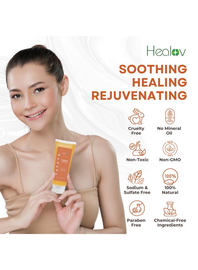 Papaya Soap Face & Body Wash - Skin Brightening Facial Cleanser For Spots - Exfoliating Face Wash Reduces Acne, Cleanses Scars, & Discoloration - With Turmeric, Kojic Acid, & Essential Oils