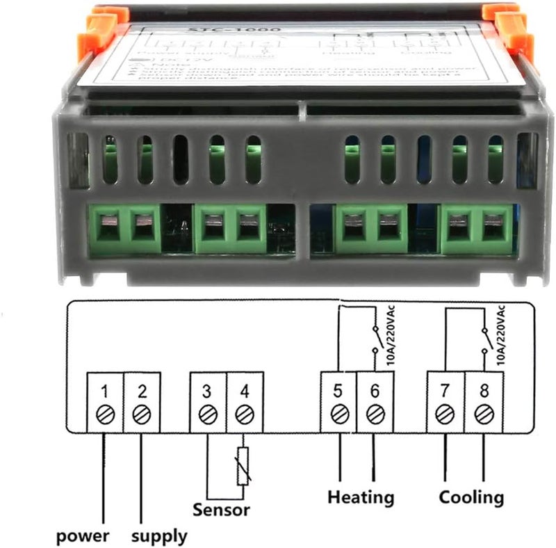 DORHEA STC-1000 10A DC 12V Digital LED Temperature Controller Cooling Heating Centigrade Thermostat 2 Relays LED Output with NTC Sensor Probe(12V) - Image 5