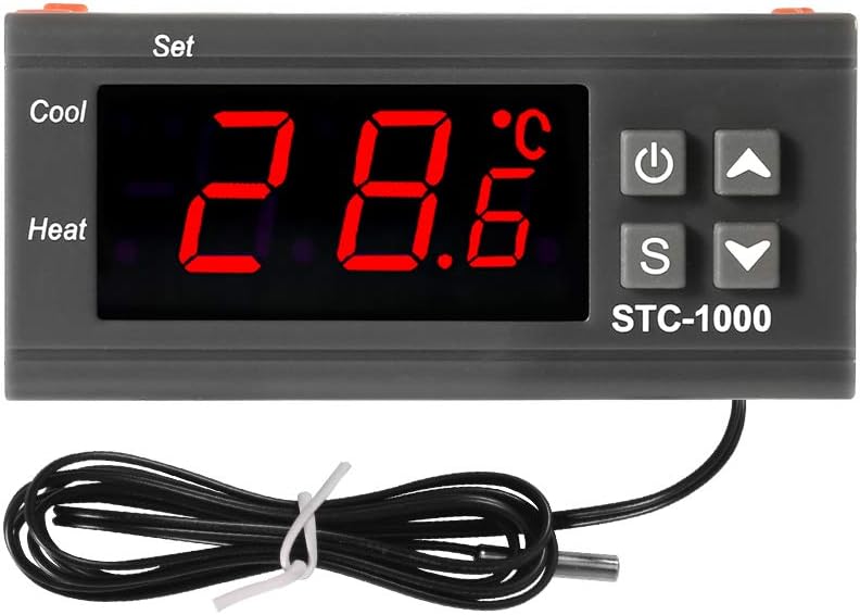 DORHEA STC-1000 10A DC 12V Digital LED Temperature Controller Cooling Heating Centigrade Thermostat 2 Relays LED Output with NTC Sensor Probe(12V) - Image 1
