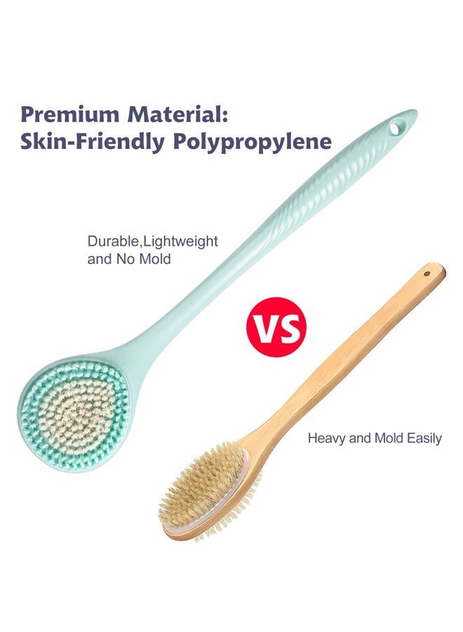 BEDELITE Back Bath Brush Long Handle for Shower - Soft Brush for Men & Women(16.4" Long), Skin Exfoliator for Bath Scrubber Body Brush(Blue) - Image 2