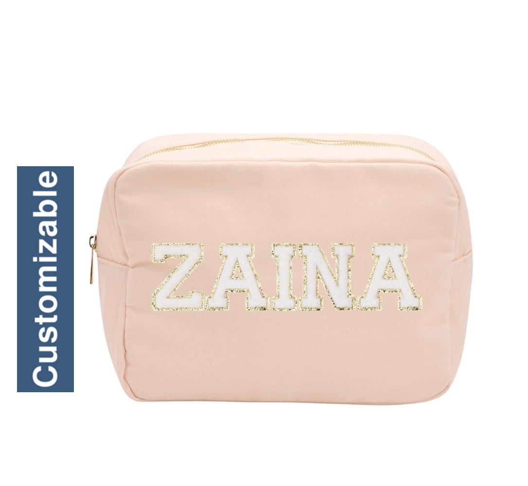 The Happy Tribe Personalised Large Pouch, Cream