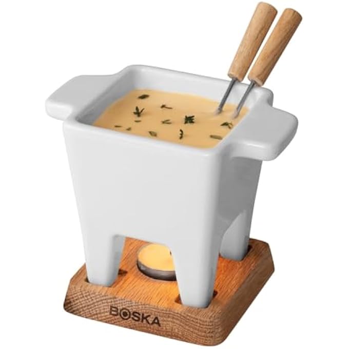 rayihni Tea Light Tapas Fondue Set For Cheese Or Chocolate Life Collection White - Image 2