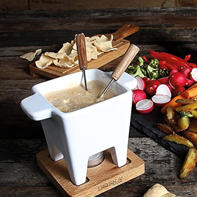 rayihni Tea Light Tapas Fondue Set For Cheese Or Chocolate Life Collection White - Image 5