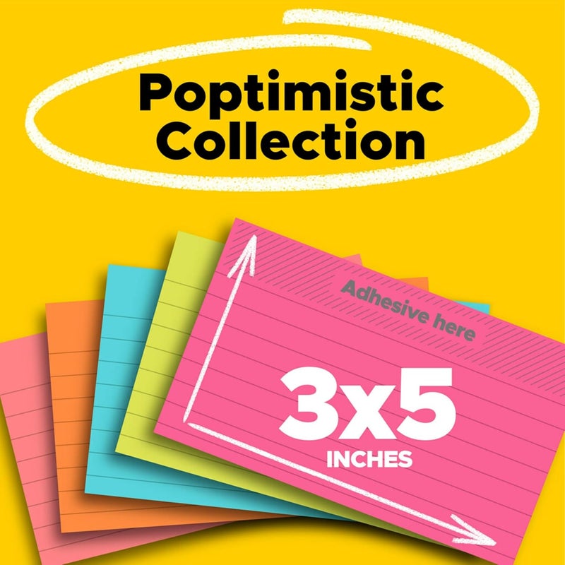 بوست إت ملاحظات بألوان نيون، مقاس 3 × 5 بوصة (76 × 127 مم)، عبوة 655-5PK | ألوان متنوعة | ملاحظات لاصقة | لتدوين الملاحظات، قوائم المهام والتذكيرات | سهلة الإزالة | قابلة لإعادة التدوير | 100 ورقة في كل مجموعة | 5 مجموعات في العبوة. - Image 3