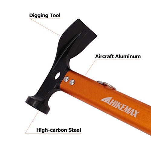 Hikemax Lightweight Outdoor Camping Hammer Aluminum Tent Hammer with Tent Stake Remover, 13-Ounce, Orange - Image 3