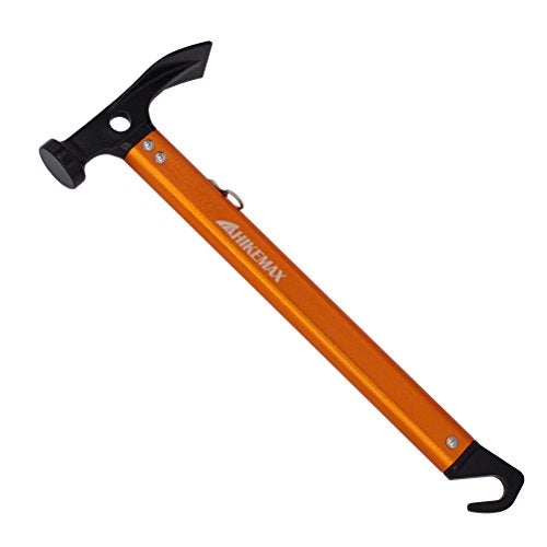 Hikemax Lightweight Outdoor Camping Hammer Aluminum Tent Hammer with Tent Stake Remover, 13-Ounce, Orange - Image 1