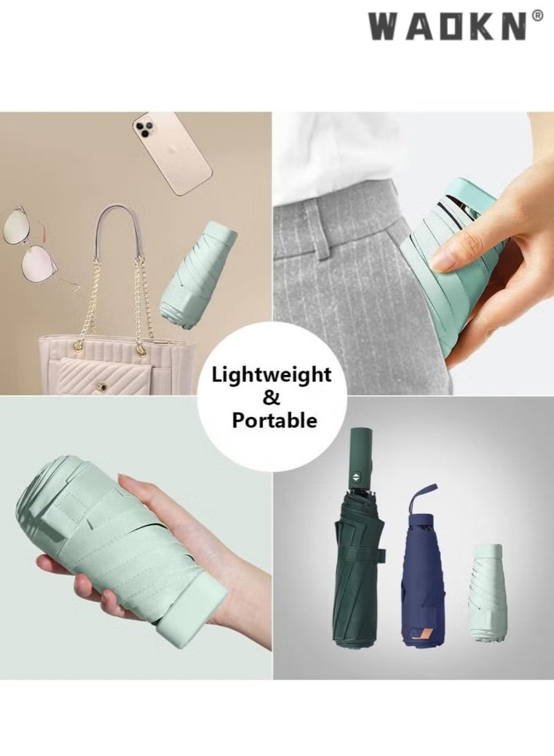 WAOKN Folding Umbrellas Travel Sun Rain Umbrella Capsule umbrella Compact UV Umbrella for Sun and Rain, Lightweight Portable, Windproof Parasol Umbrella UV Protection for Women and Men - Image 4