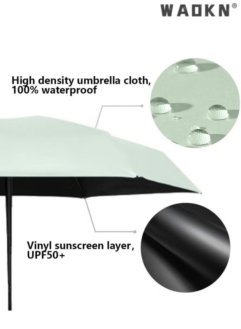 WAOKN Folding Umbrellas Travel Sun Rain Umbrella Capsule umbrella Compact UV Umbrella for Sun and Rain, Lightweight Portable, Windproof Parasol Umbrella UV Protection for Women and Men - Image 2