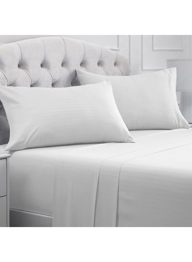 mellanni Full Sheets Set - 4 PC Iconic Collection Bedding - Hotel Luxury, Extra Soft, Cooling Bed Sheets - Wrinkle, Fade, Stain Resistant (Full, Striped White) - Image 1