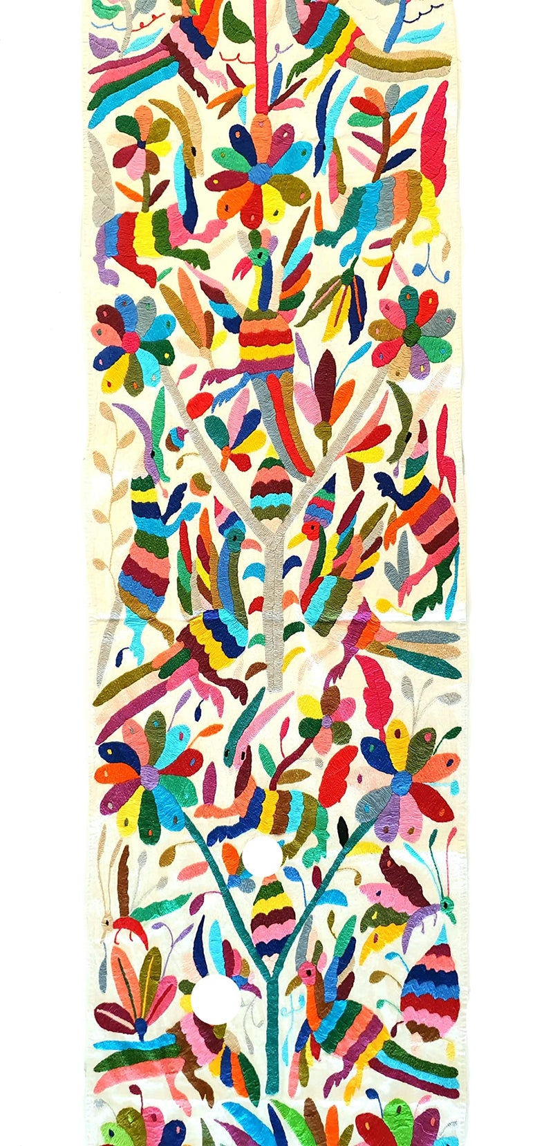 Alkimia Inc ALKIMIA INC Mexican Handmade Bed or Table Runner Authentic Otomi Tenango Embroidery Multicolor 