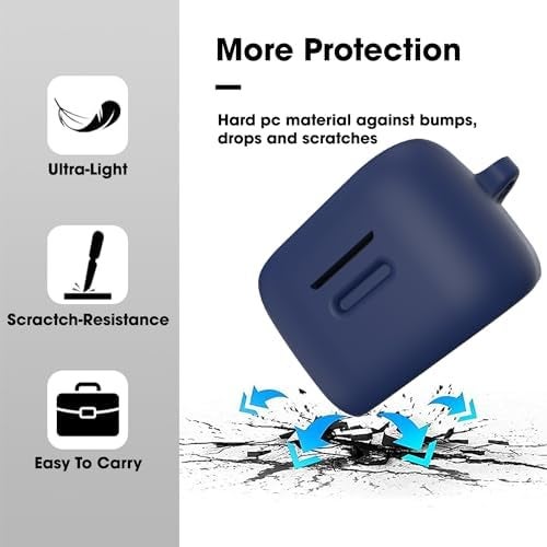 Sounce Earphone Case Cover Compatible for Boat Airdopes Fuel, Soft Silicone Skin Case Cover Shock-Absorbing Protective Case with Keychain [Front LED Visible](Blue) - Image 3