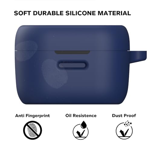 Sounce Earphone Case Cover Compatible for Boat Airdopes Fuel, Soft Silicone Skin Case Cover Shock-Absorbing Protective Case with Keychain [Front LED Visible](Blue) - Image 5